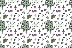 Cat seamless pattern cartoon vector