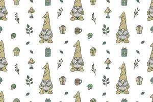 Cute Gnomes seamless pattern vector