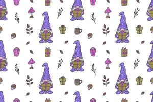 Cute Gnomes seamless pattern vector