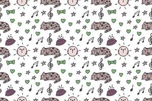 Cat seamless pattern cartoon vector