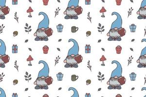 Cute Gnomes seamless pattern vector