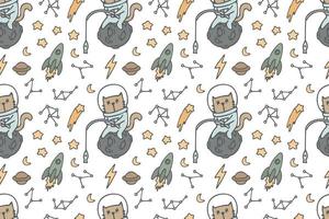 Cute cat seamless pattern style vector