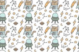 Cute cat seamless pattern style vector