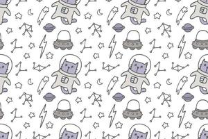 Cute cat seamless pattern style vector