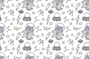 Cute cat seamless pattern style vector