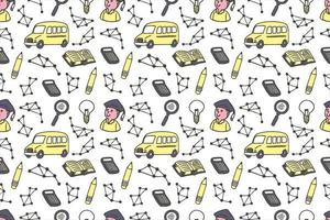 Hand drawn back to school seamless pattern art vector