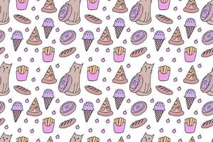 Cats and food seamless pattern vector