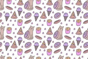 Cats and food seamless pattern vector