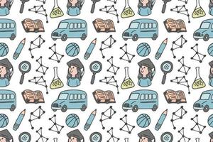 Hand drawn back to school seamless pattern art vector