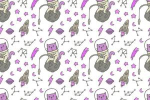 Cute cat seamless pattern style vector