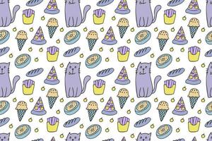 Cats and food seamless pattern vector