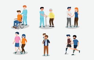 conjunto de personajes de personas con discapacidad. vector
