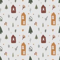 hand drawn forest winter seamless pattern vector design