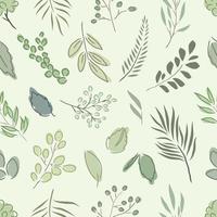 hand drawing seamless pattern botanical greenery vector