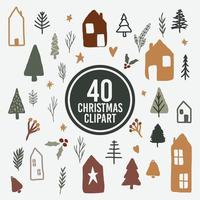 set collection of hand drawn forest winter vector design