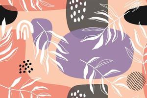Hand drawn tropical leaves with seamless pattern. Botanical trendy design in multiple colors. Vector repeat design for fabric, wallpaper or wrapping paper.