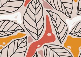 Hand drawn tropical leaves with seamless pattern. Botanical trendy design in multiple colors. Vector repeat design for fabric, wallpaper or wrapping paper.