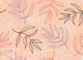 Hand drawn tropical leaves with seamless pattern. Botanical trendy design in multiple colors. Vector repeat design for fabric, wallpaper or wrapping paper.