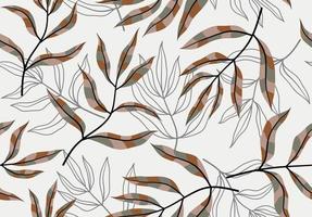 Hand drawn tropical leaves with seamless pattern. Botanical trendy design in multiple colors. Vector repeat design for fabric, wallpaper or wrapping paper.