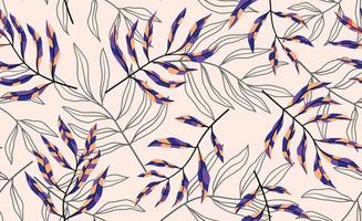 Hand drawn tropical leaves with seamless pattern. Botanical trendy design in multiple colors. Vector repeat design for fabric, wallpaper or wrapping paper.