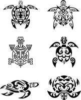 conjunto de tatuajes de tortuga vector