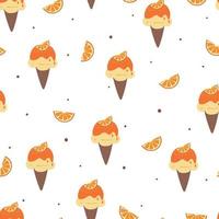 helado de naranja de dibujos animados de patrones sin fisuras vector