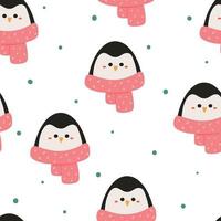 seamless pattern cute cartoon penguin vector