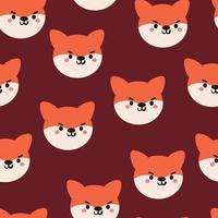 seamless pattern cute cartoon fox vector