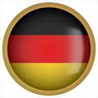 Germany 3D rounded Flag Button Icon with Gold Frame vector