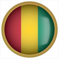 Guinea 3D rounded Flag Button Icon with Gold Frame vector