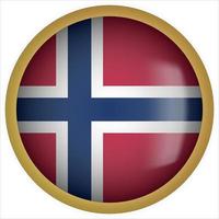 Norway Portugal 3D rounded Flag Button Icon with Gold Frame vector