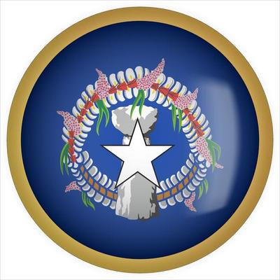 Northern Mariana Islands Portugal 3D rounded Flag Button Icon with Gold Frame