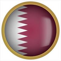 Qatar 3D rounded Flag Button Icon with Gold Frame vector