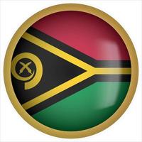 Vanuatu 3D rounded Flag Button Icon with Gold Frame vector