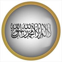 Taliban 3D rounded Flag Button Icon with Gold Frame vector