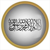 Taliban 3D rounded Flag Button Icon with Gold Frame vector