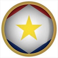 Saba 3D rounded Flag Button Icon with Gold Frame vector