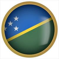 Solomon Islands 3D rounded Flag Button Icon with Gold Frame vector