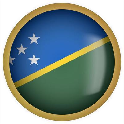 Solomon Islands 3D rounded Flag Button Icon with Gold Frame