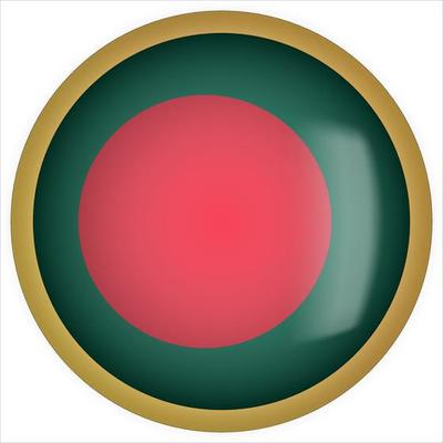 Bangladesh 3D rounded Flag Button Icon with Gold Frame