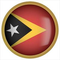 East Timor 3D rounded Flag Button Icon with Gold Frame vector