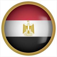 Egypt 3D rounded Flag Button Icon with Gold Frame vector