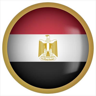 Egypt 3D rounded Flag Button Icon with Gold Frame