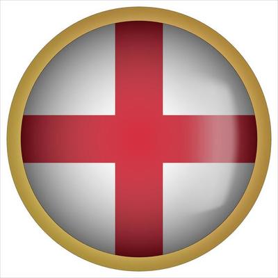 England 3D rounded Flag Button Icon with Gold Frame