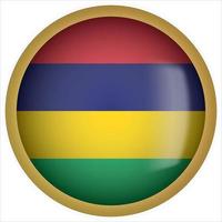 Mauritius 3D rounded Flag Button Icon with Gold Frame vector