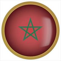 Morocco 3D rounded Flag Button Icon with Gold Frame vector