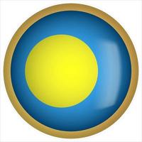 Palau 3D rounded Flag Button Icon with Gold Frame vector