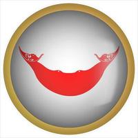 Easter Island 3D rounded Flag Button Icon with Gold Frame vector