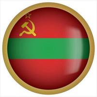 Transnistria 3D rounded Flag Button Icon with Gold Frame vector