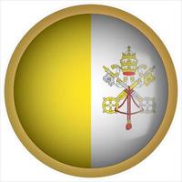 Vatican City 3D rounded Flag Button Icon with Gold Frame vector